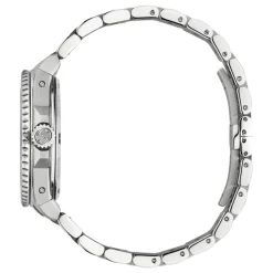 40 mm stålkasse, hvid urskive, grå bezel, stålarmbånd, skruekrone og kassebag