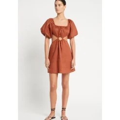 Almero Cut-Out Linen Mini Dress