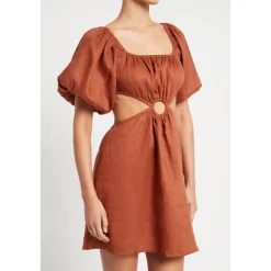 Almero Cut-Out Linen Mini Dress