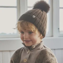 Alpaca Pompom Strik Hue Mørkebrun