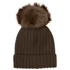 Alpaca Pompom Strik Hue Mørkebrun