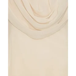 Beige Figursyet Kjole med Draperet Detalje