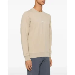 Beige Ribbed Crew Neck Sweater