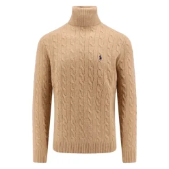 Beige Ribbed Langærmet Sweater
