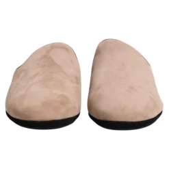 Beige Ruskind Slides Flade Sko