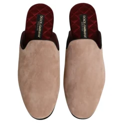 Beige Ruskind Slides Flade Sko