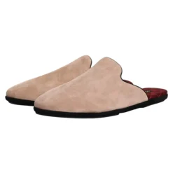 Beige Ruskind Slides Flade Sko