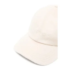 Beige Uldfilt Broderet Logo Hat