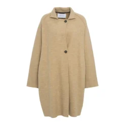 Beige Uldfrakke Elegant Knappelukning