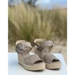 Åben-tå Kile Sandaler i Ruskind Læder