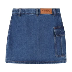 Blå Asymmetrisk Nederdel med Lomme