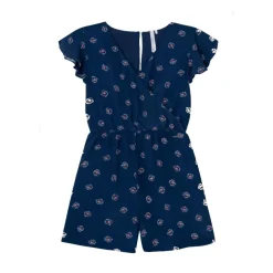 Blå Blomstret Kortærmet Bluse