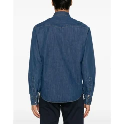 Blå Bomuld Western Skjorte