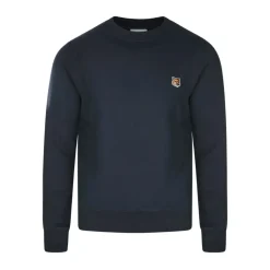 Blå Bomulds Sweatshirt med Broderet Logo