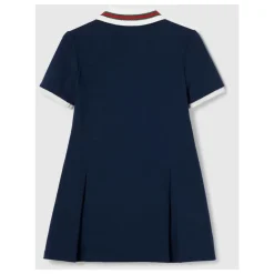 Blå børnekjole med webdetalje