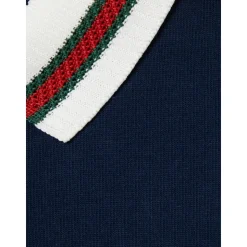 Blå børnekjole med webdetalje