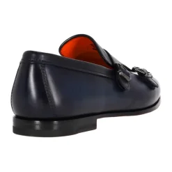 Blå Læder Dobbelt Spænde Goodyear Sko