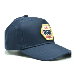 Blå Mønstret Bomulds Kasket