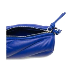 Blå Quiltet Læder Crossbody Taske