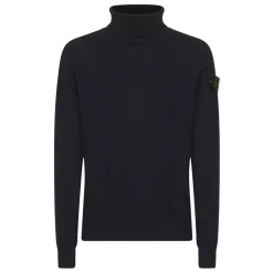 Blå Ribstrikket Uldtrøje