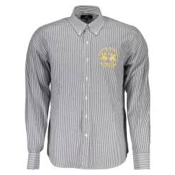 Blå Skjorte med Lange Ærmer og Button-Down Krave