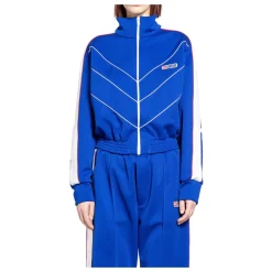 Blå Track Jacket med Chevron Piping