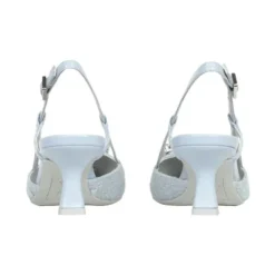 Blå Tweed Slingback med Krystaldetalje