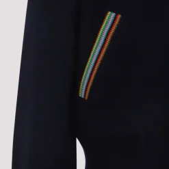 Blå Uld Strikket Bomberjakke