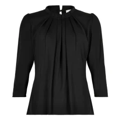 Blomstret 3/4 Ærmer Bluse Sort