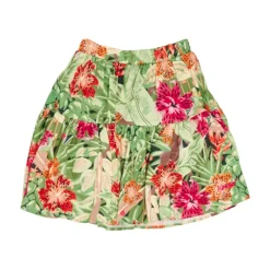 Blomstret Plisseret Mini Nederdel