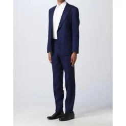 Blåt hørjakkesæt til mænd