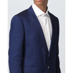 Blåt hørjakkesæt til mænd