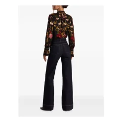 Bluse med blomsterprint og mock neck