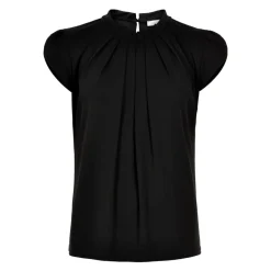 Bluse med flæsedetaljer i sort