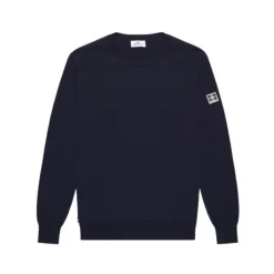 Bomuldsstriktrøje med ribstrik og regulær pasform