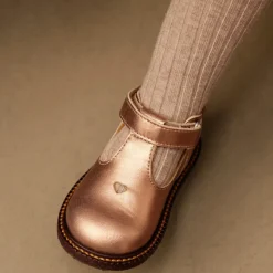 Bronze Metallic Velcrosko med Hjertemotiv