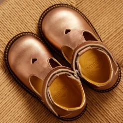 Bronze Metallic Velcrosko med Hjertemotiv