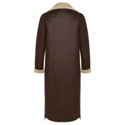 Brun Faux Reversible Shearling Lang Frakke