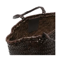 Brun Læder Basket Weave Håndtaske