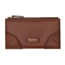 Brun læder horisontal tegnebog med mønt lomme
