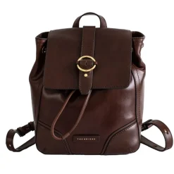 Brun Læder Rygsæk med Snøre