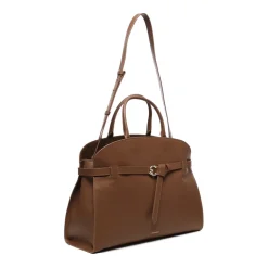 Brun Læder Skuldertaske med Magnetlukning