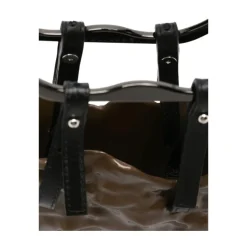 Brun Skulpteret Lædertaske med Karabinhåndtag