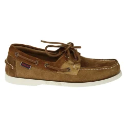 Brune ruskindsmokkasiner med læder indersål