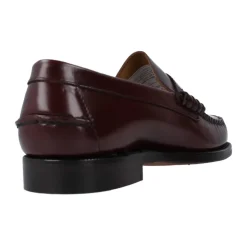 Burgunderfarvede læderloafers
