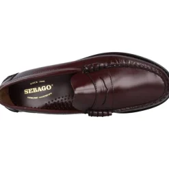 Burgunderfarvede læderloafers