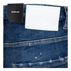 Button Jeans med læderpatch