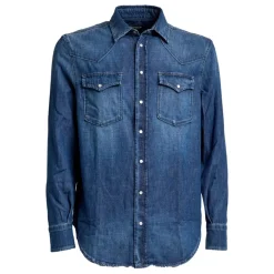 Camicia texana regular in denim fisso