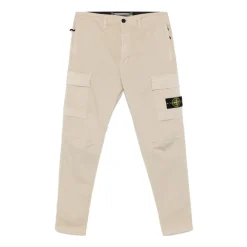 Cargo bukser i beige bomuld stretch