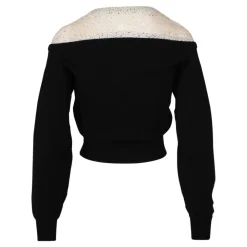 Cropped Cardigan med Transparente Stropper og Rhinestones